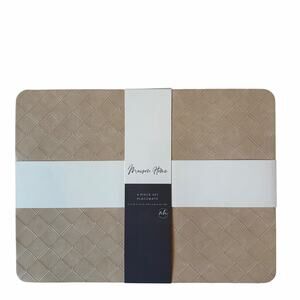 Faux Leather Reversible Placemats 13x18 Set of 4 BEIGE by Maison Home New